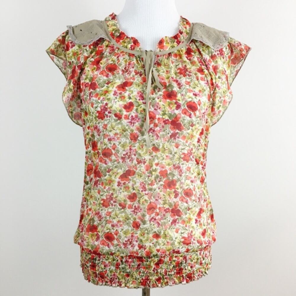 Anthropologie TINY Floral And Eyelet Lace Blouse